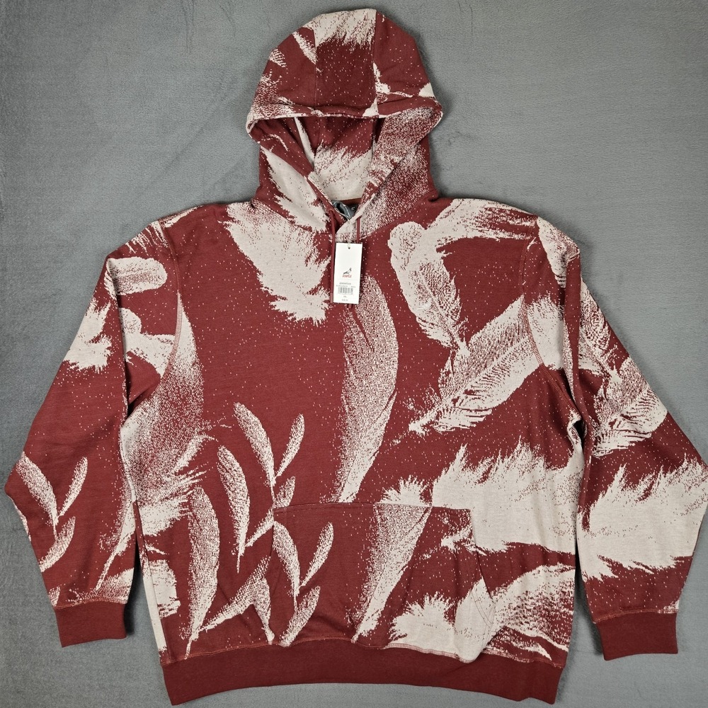 Staple Pidgeon Hoodie Mens 3XL Sycamore‎ Jacquard Woven AOP Burgundy NWT